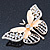 Dazzling Diamante /Magnolia Enamel Butterfly Brooch In Gold Plaiting - 70mm Width - view 6