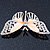 Dazzling Diamante /Magnolia Enamel Butterfly Brooch In Gold Plaiting - 70mm Width - view 8