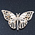 Dazzling Diamante /Magnolia Enamel Butterfly Brooch In Gold Plaiting - 70mm Width - view 9