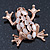 Pale Pink Opal 'Frog' Brooch In Rose Gold Tone - 38mm Length - view 2