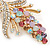 Multicoloured Swarovski Crystal Floral Brooch In Polished Gold Plating - 68mm Length - view 5