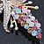 Multicoloured Swarovski Crystal Floral Brooch In Polished Gold Plating - 68mm Length - view 4