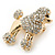 Small Gold Plated Crystal 'Poodle' Brooch - 25mm Length - view 3