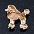 Small Gold Plated Crystal 'Poodle' Brooch - 25mm Length - view 6