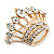 Gold Plated Diamante 'Crown' Brooch - 40mm Width - view 4