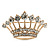 Gold Plated Diamante 'Crown' Brooch - 40mm Width - view 2