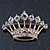 Gold Plated Diamante 'Crown' Brooch - 40mm Width - view 3