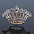 Gold Plated Diamante 'Crown' Brooch - 40mm Width