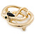 Gold Plated Coiled 'Snake' Brooch - 48mm Width - view 2