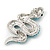 Turquoise Coloured Acrylic Bead, Crystal 'Snake' Brooch In Rhodium Plating - 65mm Length - view 5