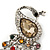 Vintage Inspired Multicoloured Swarovski Crystal 'Peacock' Brooch In Silver Tone - 63mm Length - view 2