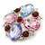 Statement Multicoloured Glass Bead Square Brooch In Rhodium Plating - 45mm Width - view 3