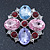 Statement Multicoloured Glass Bead Square Brooch In Rhodium Plating - 45mm Width - view 2
