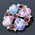 Statement Multicoloured Glass Bead Square Brooch In Rhodium Plating - 45mm Width - view 8