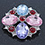 Statement Multicoloured Glass Bead Square Brooch In Rhodium Plating - 45mm Width - view 6