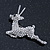 Crystal 'Antelope' Brooch In Rhodium Plating - 50mm Across - view 5