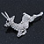Crystal 'Antelope' Brooch In Rhodium Plating - 50mm Across - view 3