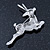 Crystal 'Antelope' Brooch In Rhodium Plating - 50mm Across - view 6