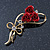 Triple Red Rose Diamante Brooch In Gold Plating - 55mm Across - view 7
