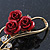 Triple Red Rose Diamante Brooch In Gold Plating - 55mm Across - view 3