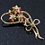 Triple Red Rose Diamante Brooch In Gold Plating - 55mm Across - view 6