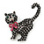 Jet Black Swarovski Crystal 'Cat With Pink Bow' Brooch In Rhodium Plating - 45mm Width - view 4