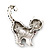 Jet Black Swarovski Crystal 'Cat With Pink Bow' Brooch In Rhodium Plating - 45mm Width - view 5