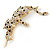 Black/ Clear Austrian Crystal 'Leopard' Brooch In Gold Plating - 75mm Across - view 3