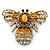 Stunning Large Swarovski Crystal 'Bumblebee' Brooch In Gold Plating (Clear/ Citrine/ Amber/ Topaz Coloured) - 60mm Width - view 7