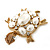 Vintage Inspired Simulated Pearl, Crystal 'Turtle' Brooch In Gold Plating - 60mm Length - view 8