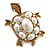 Vintage Inspired Simulated Pearl, Crystal 'Turtle' Brooch In Gold Plating - 60mm Length - view 4