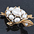 Vintage Inspired Simulated Pearl, Crystal 'Turtle' Brooch In Gold Plating - 60mm Length - view 3
