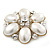 Bridal Vintage Inspired Simulated Pearl, Crystal 'Flower' Brooch In Gold Plating - 50mm Diameter - view 4
