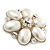 Bridal Vintage Inspired Simulated Pearl, Crystal 'Flower' Brooch In Gold Plating - 50mm Diameter - view 3