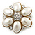 Bridal Vintage Inspired Simulated Pearl, Crystal 'Flower' Brooch In Gold Plating - 50mm Diameter