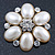 Bridal Vintage Inspired Simulated Pearl, Crystal 'Flower' Brooch In Gold Plating - 50mm Diameter - view 2