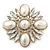 Bridal Vintage Inspired Clear Crystal, White Simulated Pearl Square Brooch In Gold Plating - 60mm Across - view 2