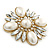 Bridal Vintage Inspired Clear Crystal, White Simulated Pearl Square Brooch In Gold Plating - 60mm Across - view 6