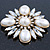 Bridal Vintage Inspired Clear Crystal, White Simulated Pearl Square Brooch In Gold Plating - 60mm Across - view 4