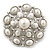 Bridal Vintage Inspired White Simulated Pearl 'Dome' Brooch In Silver Plating - 47mm Diameter - view 7