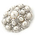 Bridal Vintage Inspired White Simulated Pearl 'Dome' Brooch In Silver Plating - 47mm Diameter - view 6