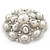 Bridal Vintage Inspired White Simulated Pearl 'Dome' Brooch In Silver Plating - 47mm Diameter - view 8
