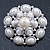 Bridal Vintage Inspired White Simulated Pearl 'Dome' Brooch In Silver Plating - 47mm Diameter - view 2