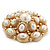 Bridal Vintage Inspired White Simulated Pearl 'Dome' Brooch In Gold Plating - 47mm Diameter - view 6