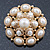 Bridal Vintage Inspired White Simulated Pearl 'Dome' Brooch In Gold Plating - 47mm Diameter - view 2