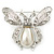 Vintage Inspired Crystal, Simulated Pearl 'Bumble Bee' Brooch In Silver Plating - 60mm Across - view 2