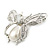 Vintage Inspired Crystal, Simulated Pearl 'Bumble Bee' Brooch In Silver Plating - 60mm Across - view 5