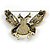 Vintage Inspired Crystal, Simulated Pearl 'Bumble Bee' Brooch In Antique Gold Tone - 60mm Across - view 5