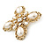 Large Vintage Inspired Simulated Pearl, Crystal 'Cross' Brooch In Gold Plating - 75mm Across - view 5