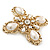 Large Vintage Inspired Simulated Pearl, Crystal 'Cross' Brooch In Gold Plating - 75mm Across - view 3